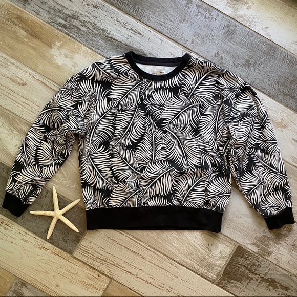 Amuse Society Black and White Palm Leaf Sweatshirt - Picture 3 of 8